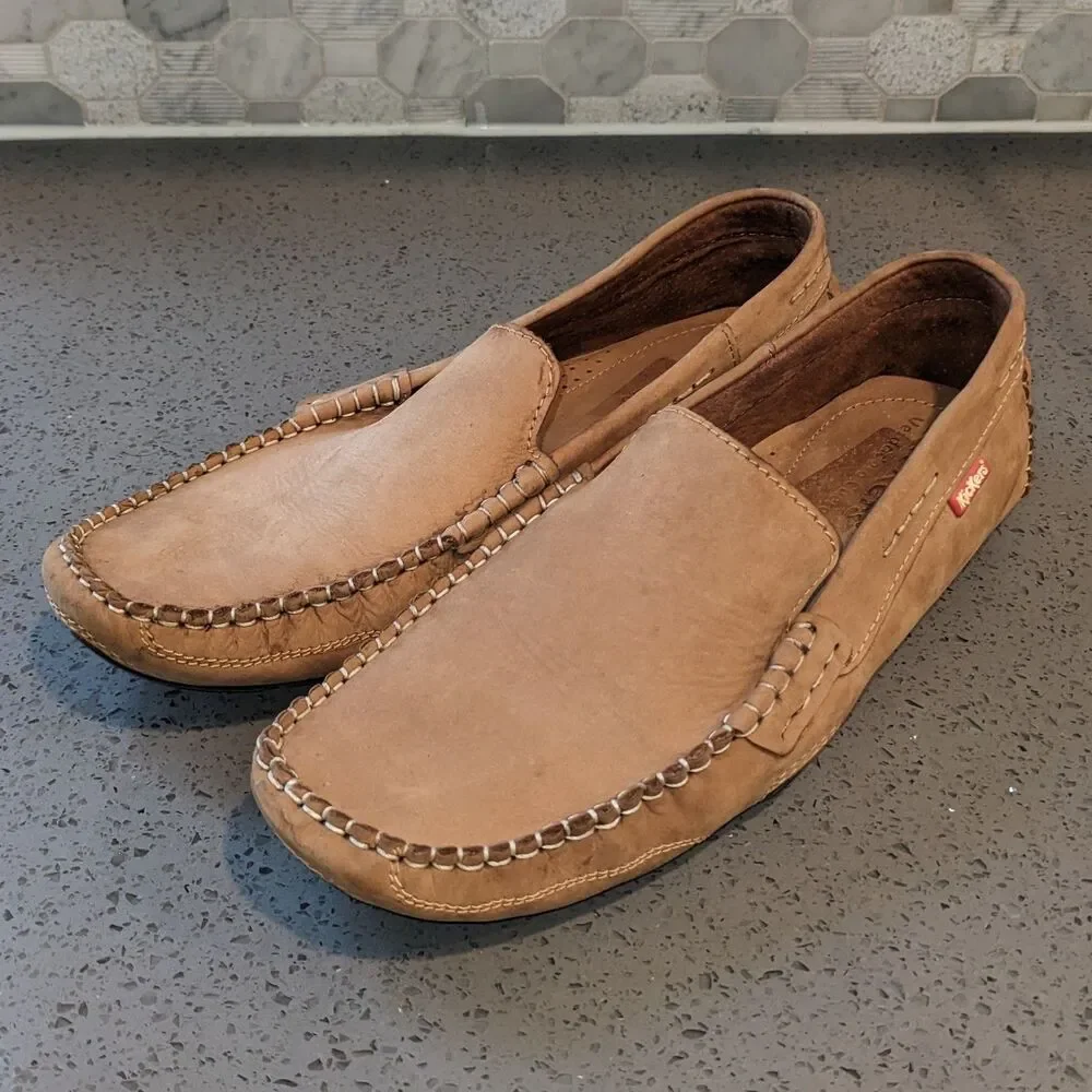Kickers Men’s Tan Leather Driver Loafers Slip On Shoes EUR 42 US 9